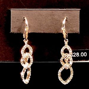 Anne Klein Pave Interlocked Link Earrings 🆕 NWT
